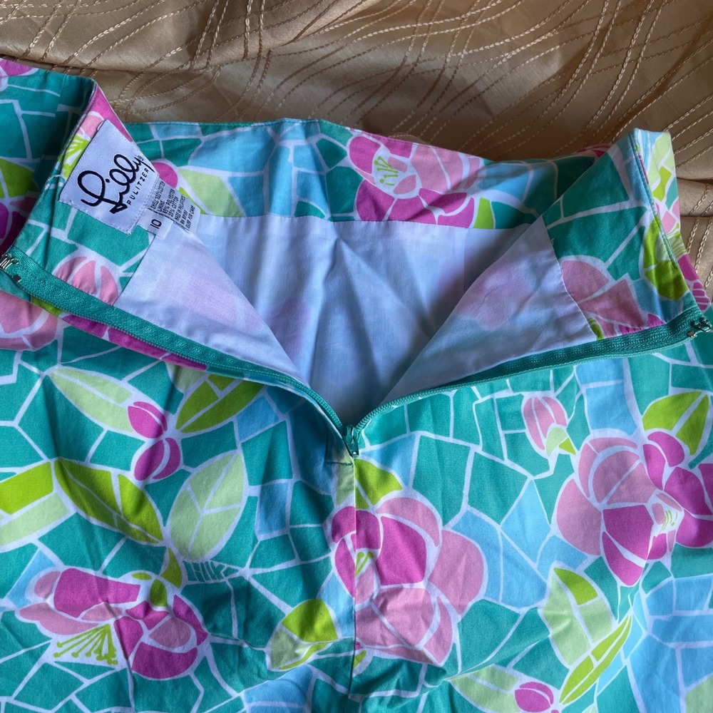 Lilly Pulitzer Cote d'azure lined Mini Skirt Colorful‎ Cotton Blend Casual sz 10 - Picture 4 of 10